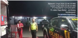Pastikan Wilayah Ngimbang tetap Aman Personil Polsek Ngimbang Gelar Patroli Blue Light 4C Di Daerah Rawan