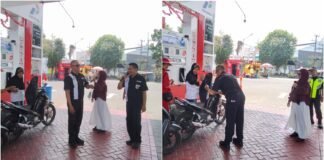 Sambut HUT ke-81 RI, SPBU Otista Jember Bagikan Sembako untuk Konsumen Pertamax