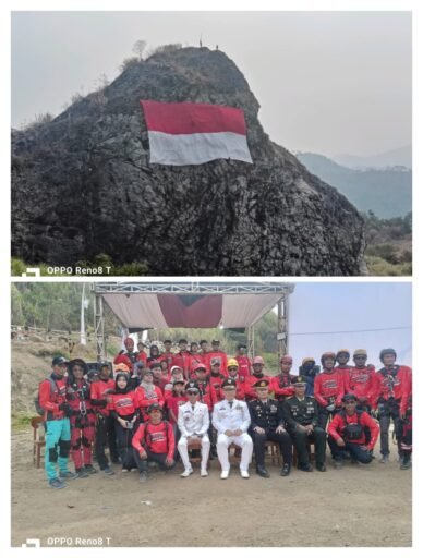 Bendera Merah Putih Raksasa 30×20 Meter Berkibar di Tebing Gunung Sembung, Sukatani Bendera Merah Putih Raksasa 30×20 Meter Berkibar di Tebing Gunung Sembung, Sukatani