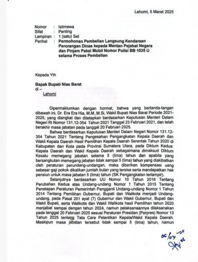 Klarifikasi Hak Pensiun Eks Wabup Nias Barat Diragukan, Siaran Pers Pj Sekda yang Masa Jabatannya Disoal Klarifikasi Hak Pensiun Eks Wabup Nias Barat Diragukan, Siaran Pers Pj Sekda yang Masa Jabatannya Disoal