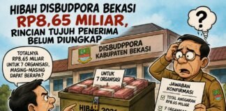 Hibah Disbudpora Bekasi Rp8,65 Miliar, Rincian Tujuh Penerima Belum Diungkap