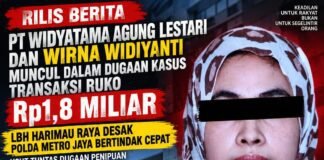 Transaksi Rp 1,8 M. PT.WIDYATAMA AGUNG LESTARI dan Wirna widiyanti Belum tuntas LBH HARIMAU RAYA Desak Polda