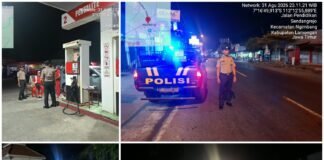 Pastikan Wilayah Ngimbang tetap Aman Personil Polsek Ngimbang Gelar Patroli Blue Light 4C Di Daerah Rawan