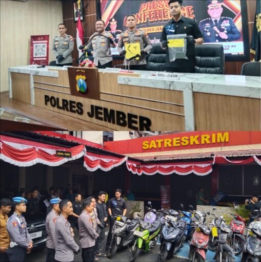 Satreskrim Polres Jember Bongkar 8 Kasus 3C, 15 Tersangka dan 12 Motor Hasil Kejahatan Diamankan Satreskrim Polres Jember Bongkar 8 Kasus 3C, 15 Tersangka dan 12 Motor Hasil Kejahatan Diamankan