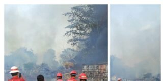 GerCep Polsek Lembak TNI Dan Masyarakat Padamkan Api Karhutla