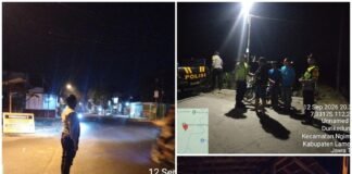 Berikan Rasa Aman Wakapolsek Ngimbang Gelar Patroli Blue Harkamtibmas Light 4C Di Daerah Rawan
