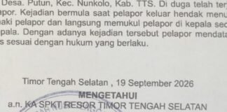 Seorang IRT Resmi Melaporkan Dugaan Tindak Pidana Ke Polres Timor Tengah Selatan (TTS)