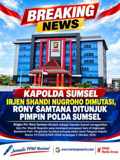 *Kapolda Sumsel Irjen Shandi Nugroho Dimutasi, Rony Samtana Ditunjuk Pimpin Polda Sumsel* *Kapolda Sumsel Irjen Shandi Nugroho Dimutasi, Rony Samtana Ditunjuk Pimpin Polda Sumsel*
