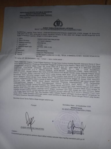 Station Executive Music Room Dilaporkan Mantan Pekerjanya ke Poldasu Station Executive Music Room Dilaporkan Mantan Pekerjanya ke Poldasu