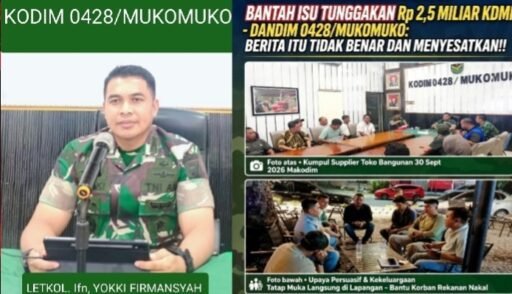 *PEMBANGUNAN KDMP MUKOMUKO: DANDIM JELASKAN MEKANISME PEMBAYARAN, SERTAKAN REKANAN YANG DIDUGA BERMASALAH* *PEMBANGUNAN KDMP MUKOMUKO: DANDIM JELASKAN MEKANISME PEMBAYARAN, SERTAKAN REKANAN YANG DIDUGA BERMASALAH*