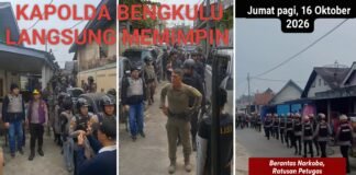 *KAPOLDA BENGKULU PIMPIN LANGSUNG GEREBEK SARANG NARKOBA DI KAMPUNG JERUK, REJANG LEBONG*