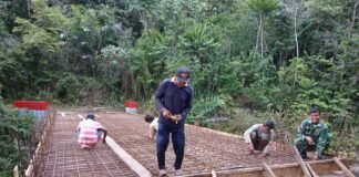 Kodim 0205/TK Pacu Pembangunan Jembatan Beton di Kidupen Karo, Progres Capai 55 Persen