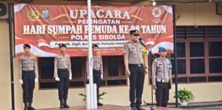 Pimpin Upacara Sumpah Pemuda, AKP Agus Adhitama Bacakan Amanat Kapolres Sibolga