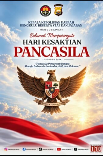 Kapolda Bengkulu dan Jajaran Ucapkan Selamat Hari Kesaktian Pancasila 1 Oktober 2026 Kapolda Bengkulu dan Jajaran Ucapkan Selamat Hari Kesaktian Pancasila 1 Oktober 2026