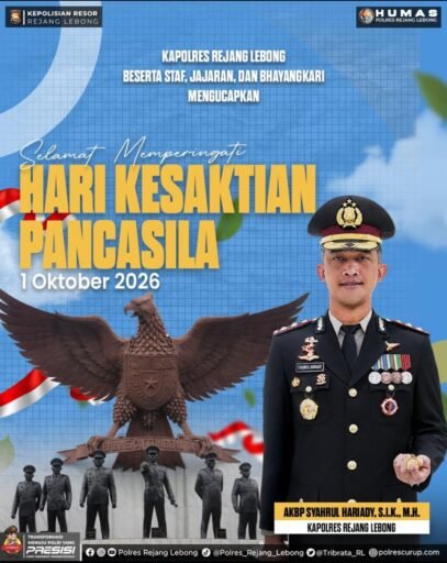 KAPOLRES REJANG LEBONG BESERTA STAF, JAJARAN DAN BHAYANGKARI MENGUCAPKAN SELAMAT HARI KE SAKTIAN PANCASILA. KAPOLRES REJANG LEBONG BESERTA STAF, JAJARAN DAN BHAYANGKARI MENGUCAPKAN SELAMAT HARI KE SAKTIAN PANCASILA.